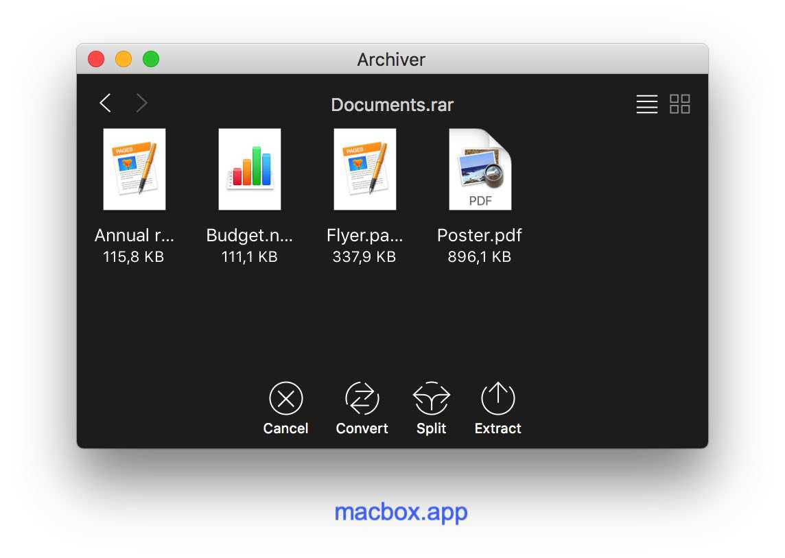 Archiver 预览压缩文件内容