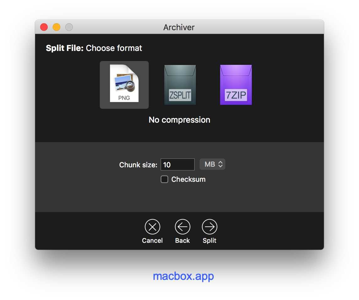 Archiver 文件分割合并