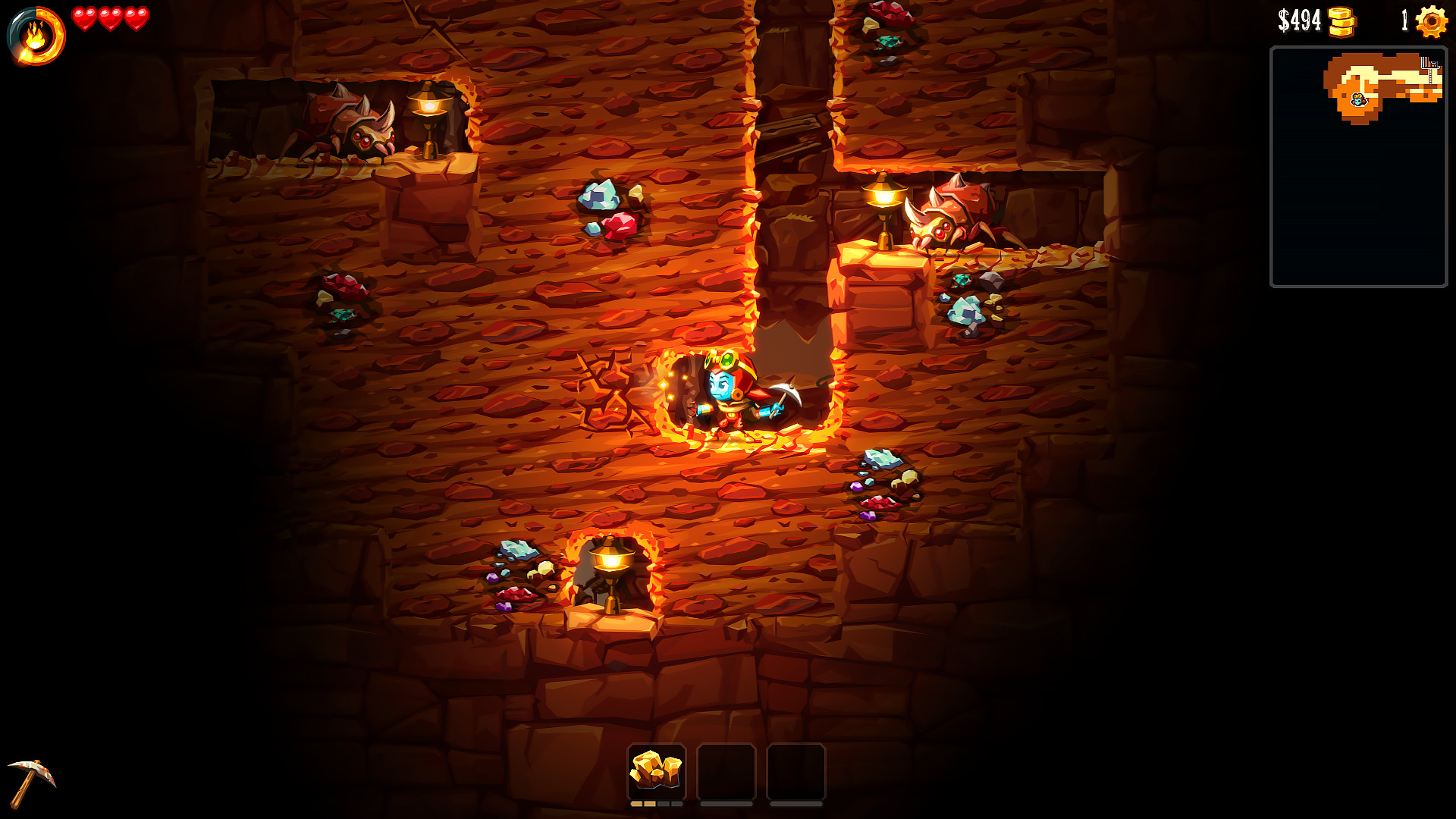 图片[2]-《SteamWorld Dig 2》mac破解版 -蒸汽世界2横版动作与沙盘混搭玩法-尚艺博客