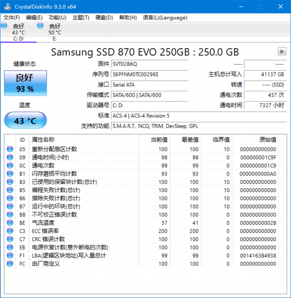 CrystalDiskInfo(硬盘监控工具) v9.6.1 中文绿色版-尚艺博客