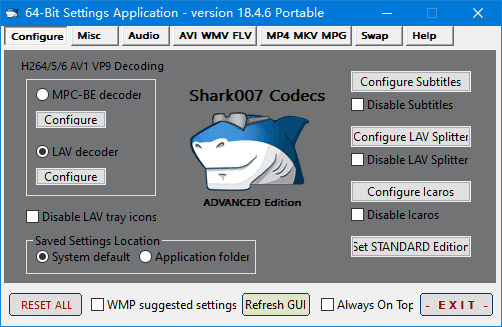 Shark007 Codecs(多媒体编解码器套件) v20.0.3 绿色版-尚艺博客