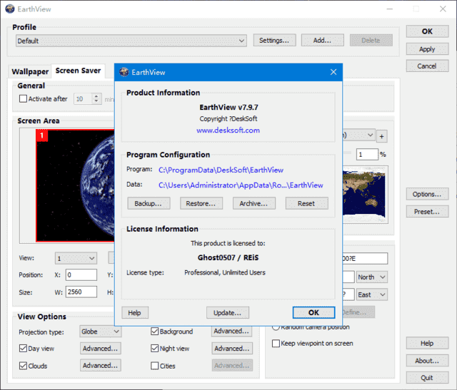 EarthView v7.11.2 便携版 卫星地球照片作为桌面壁纸-尚艺博客