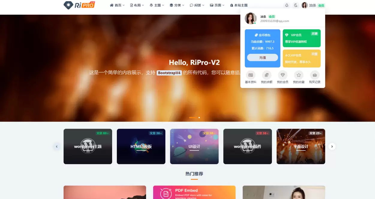 WordPress主题源码 ripro-V2主题最新破解版+绕授权方法-尚艺博客